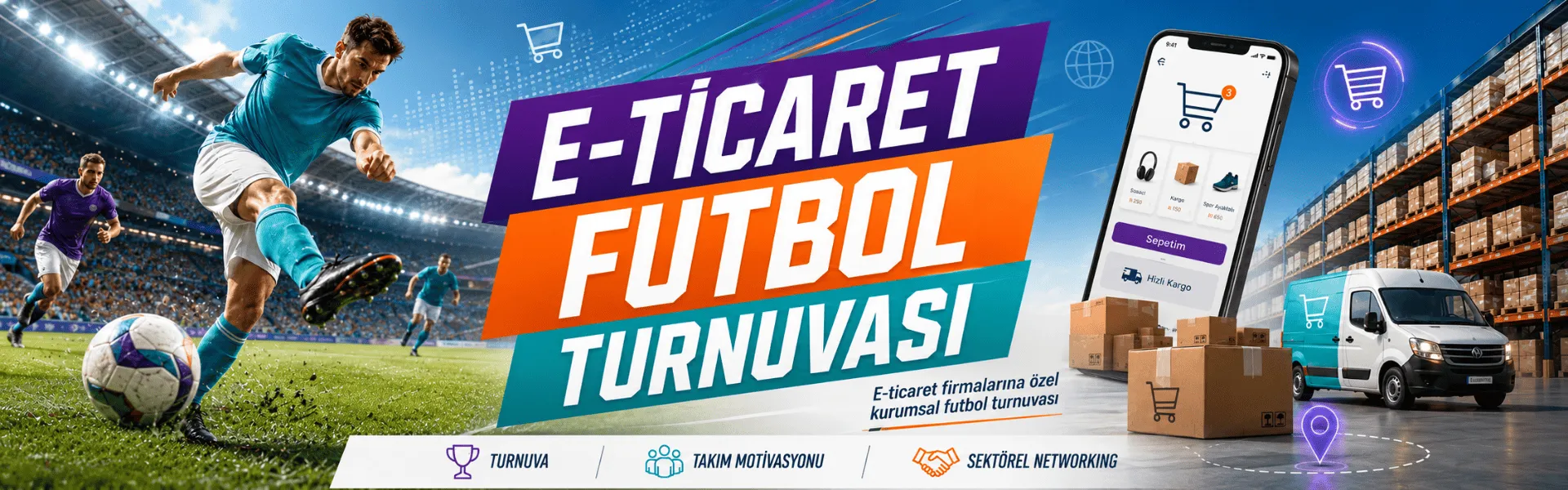 E-Ticaret sektörü kurumsal futbol turnuvası — İstanbul, 80-200 katılımcı. Sektör profesyonellerini bir araya getiren  turnuva organizasyonu.